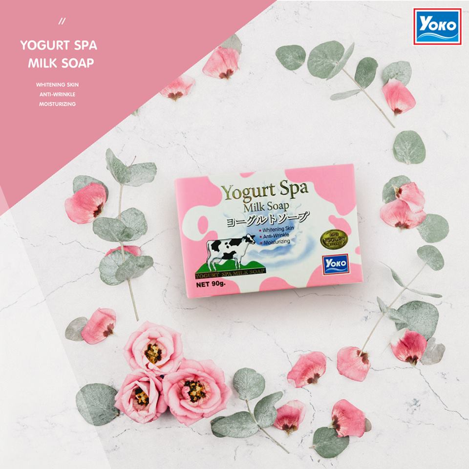 Yogurt Spa Milk Soap 90g สบู่ที่อุดมด้วยคุณค่าวิตามินหลากชนิด และโยเกิร์ตที่ช่วยฟื้นฟูสภาพผิว เพื่อผิวกระจ่างใส ลดเลือนริ้วรอยก่อนวัย