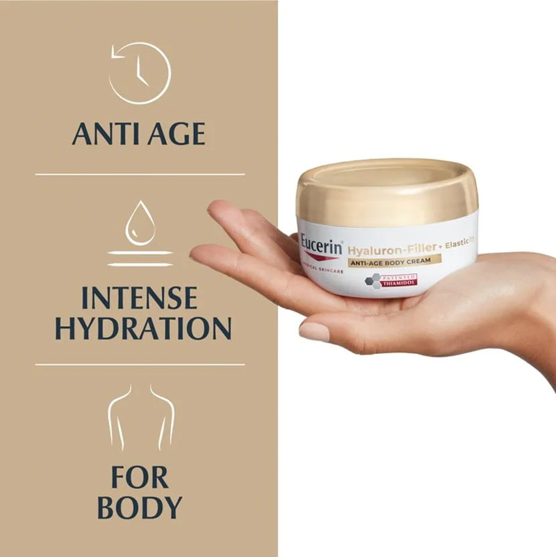 Eucerin Hyaluron Filler Elasticity Anti-age Body Cream 200ml (ไม่มีสติ๊กเกอร์ที่กระปุก)