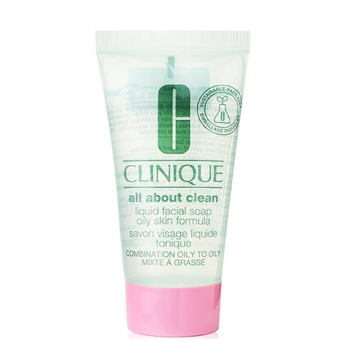 Clinique Liquid Facial Soap Oily Skin Formula 30ml แพ็คเกจใหม่ ! สบู่เหลวเนื้อเจลใสสำหรับผิวผสม-ผิวมัน ชำระล้างได้สะอาดหมดจด รักษาสมดุลของผิว ไม่ทำให้ผิวแห้งตึง