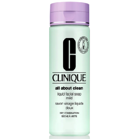 Clinique Liquid Facial Soap Mild-Dry Combination 200 ml สบู่เหลวเนื้อเจลใส ทำความสะอาดผิวหน้าได้หมดจดอ่อนโยนต่อผิว